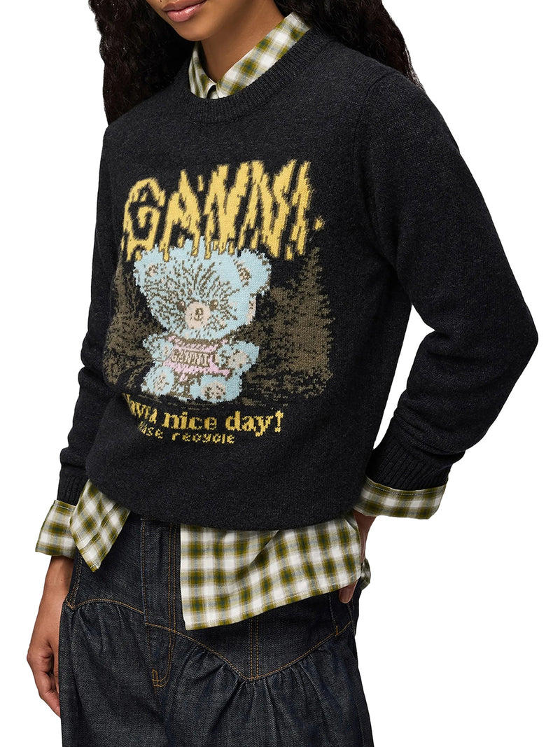 MAGLIONE IN LANA CON GRAFICA TEDDY