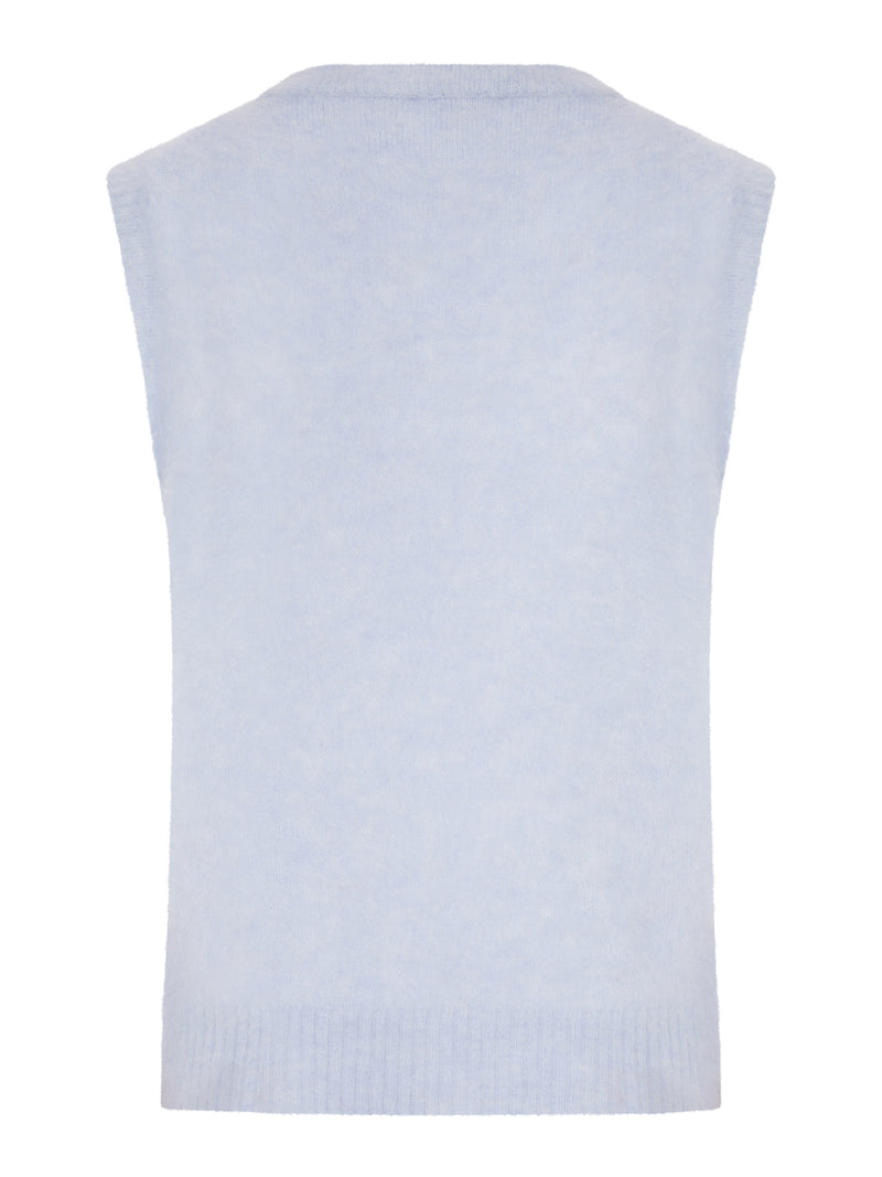 GILET GIROCOLLO IN MAGLIA CON INTARSIO GRAFICO FRONTALE