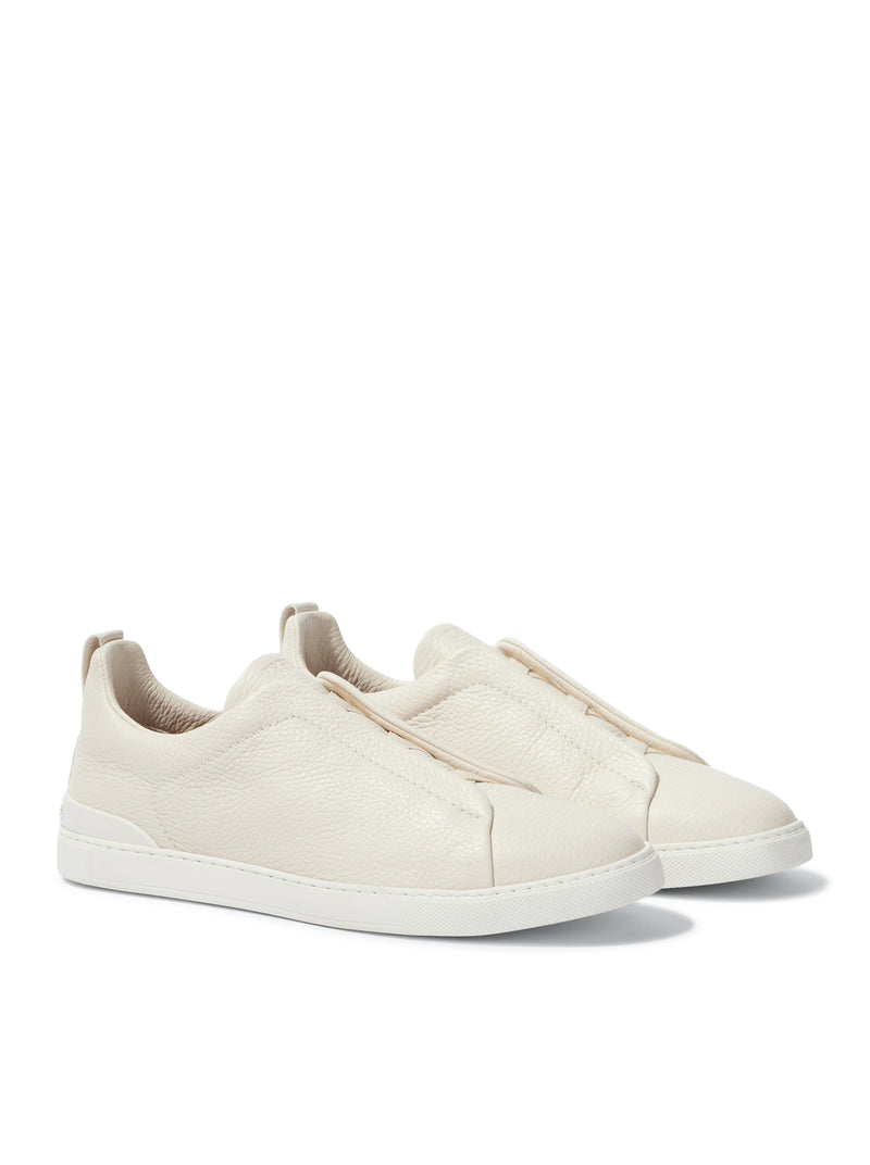SNEAKER TRIPLE STITCH IN PELLE BIANCA