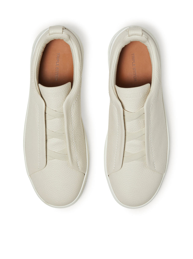 SNEAKER TRIPLE STITCH IN PELLE BIANCA