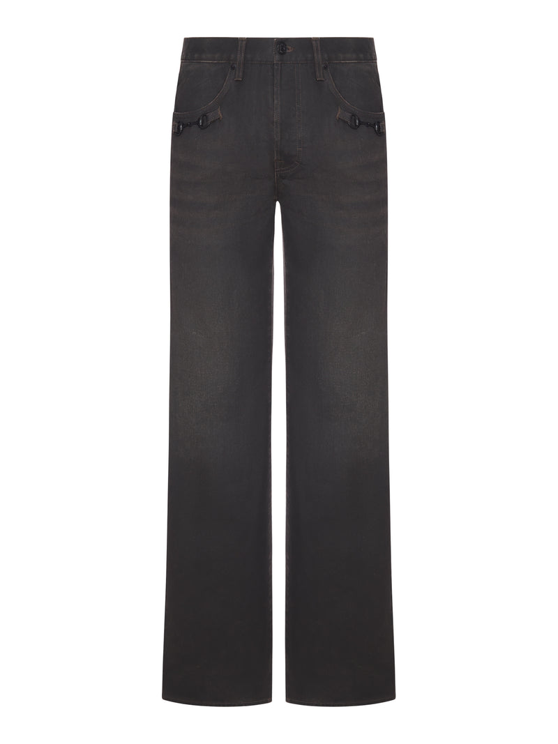 PANTALONE FLARE IN DENIM DI COTONE CON MORSETTO