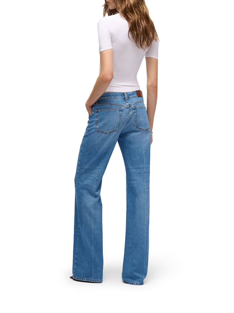 PANTALONE BOOTCUT IN DENIM DI COTONE CON MORSETTO