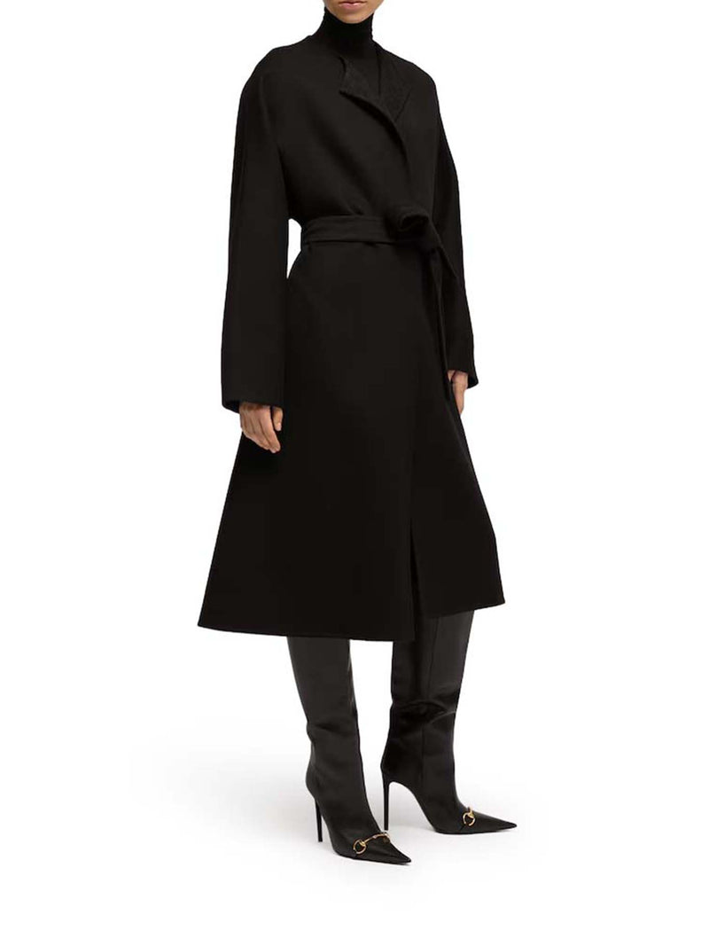 CAPPOTTO LUNGO IN SETA E LANA CON GG ALL`INTERNO