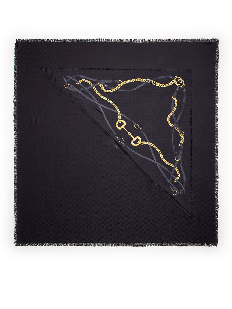 MANTELLA IN JACQUARD DI LANA E SETA GG