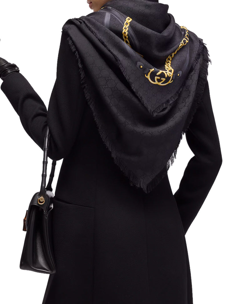 MANTELLA IN JACQUARD DI LANA E SETA GG