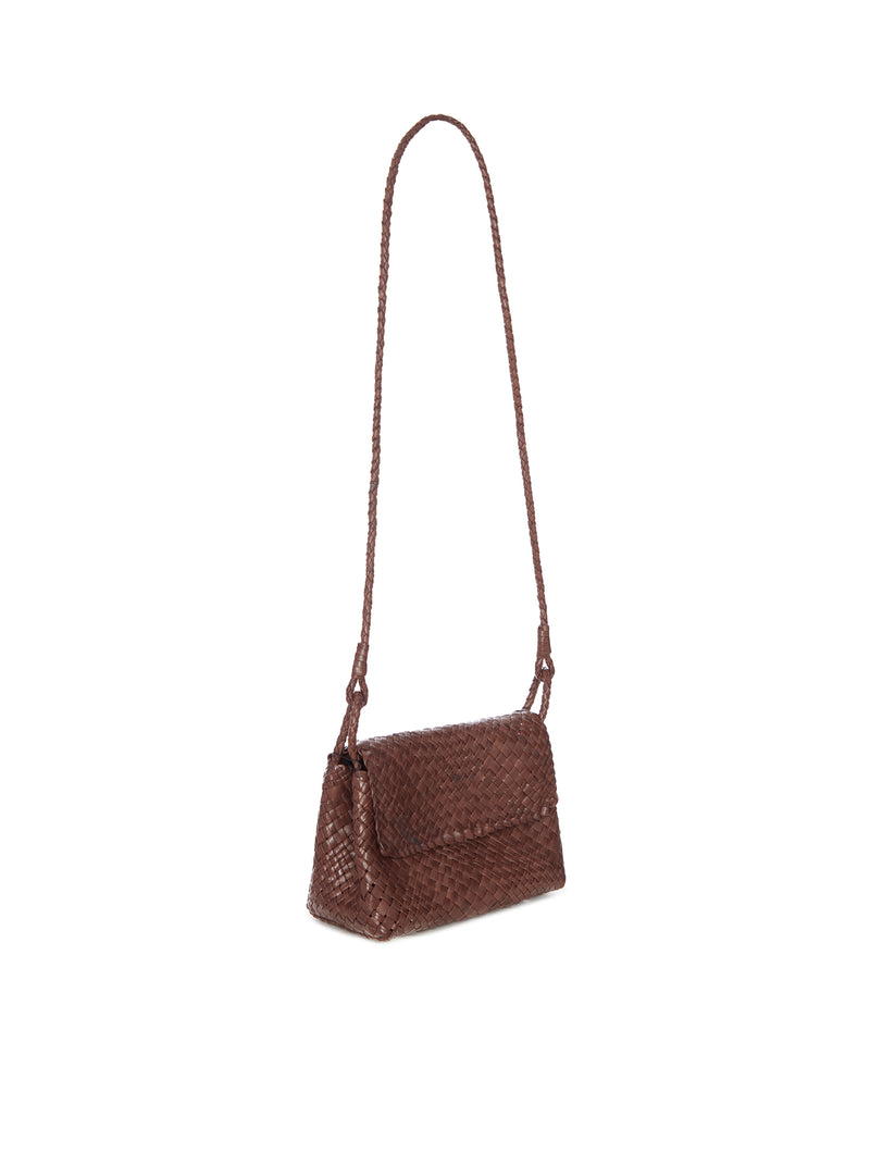 BORSA A TRACOLLA IN PELLE INTRECCIATA CON PATTA