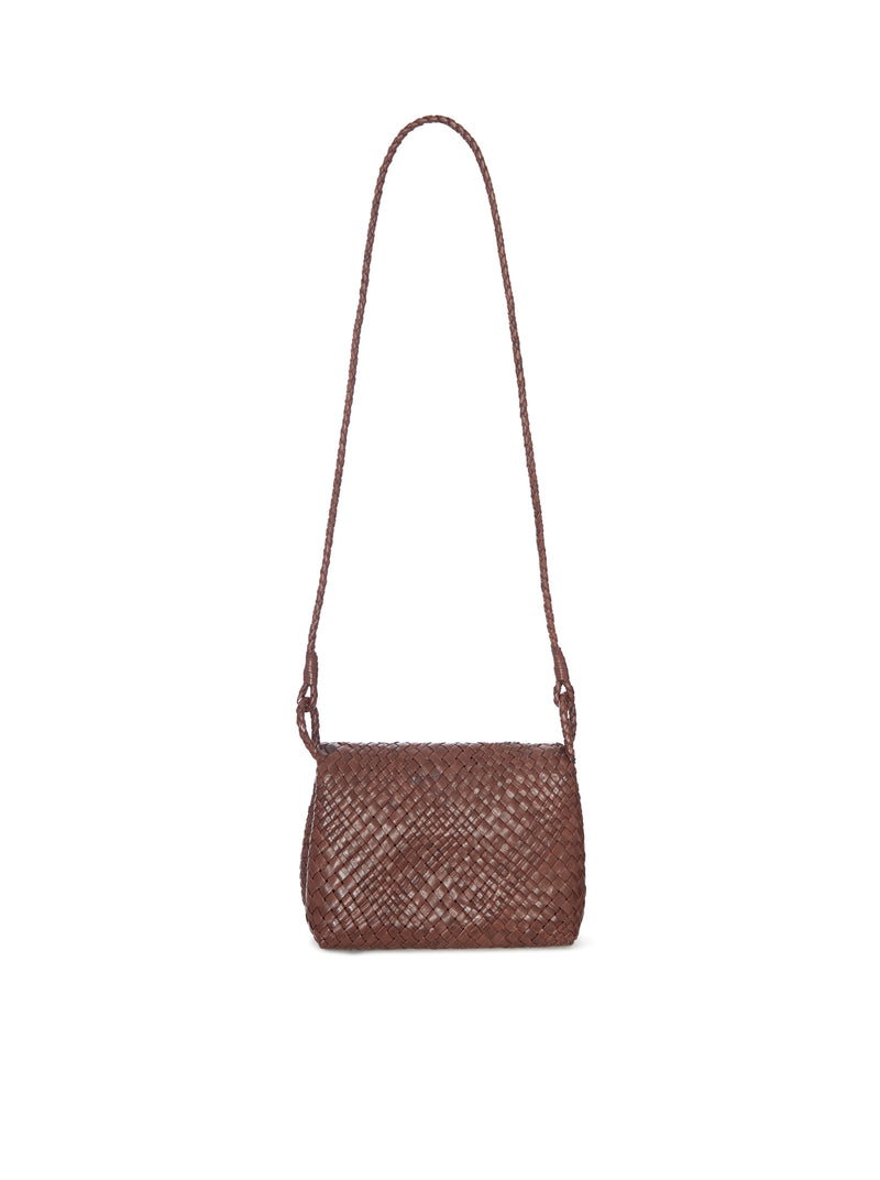 BORSA A TRACOLLA IN PELLE INTRECCIATA CON PATTA