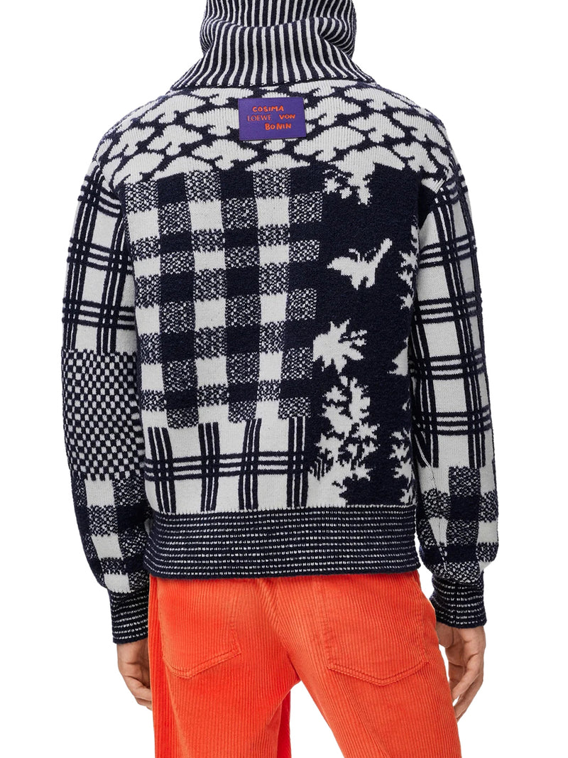 FELPA IN LANA DOUBLE FACE CON CUCITURE JACQUARD PIQUÉ