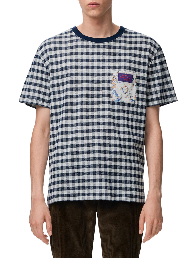 T-SHIRT IN JERSEY DI COTONE JACQUARD A QUADRI