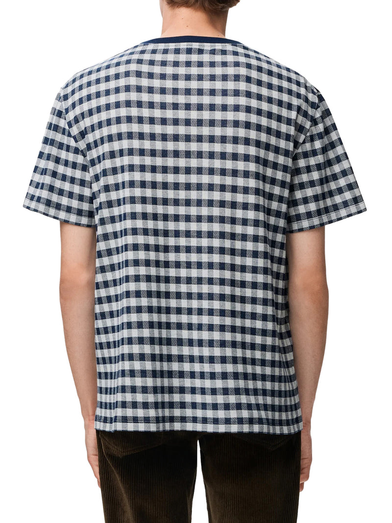 T-SHIRT IN JERSEY DI COTONE JACQUARD A QUADRI