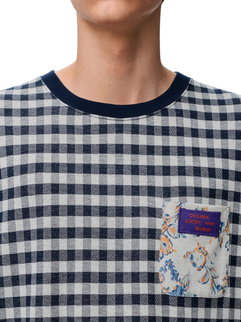 T-SHIRT IN JERSEY DI COTONE JACQUARD A QUADRI