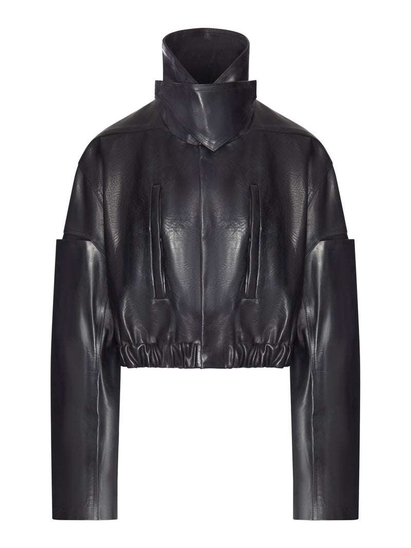 BOMBER COLLARED MAC IN PELLE