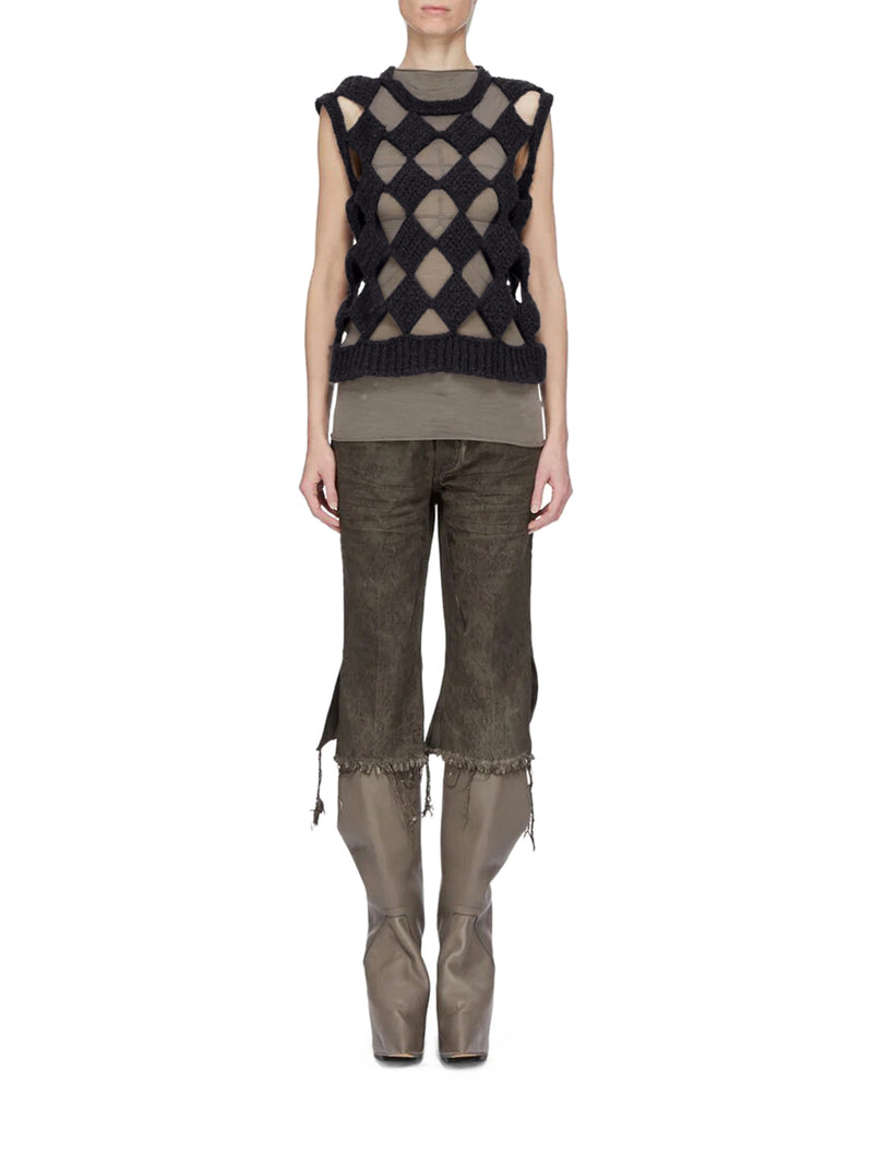 TOP SARUTANYA TRAFORATO IN MISTO CASHMERE E SETA