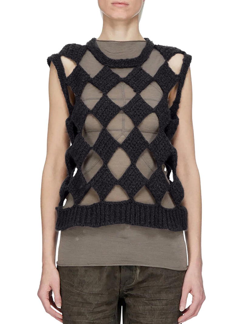 TOP SARUTANYA TRAFORATO IN MISTO CASHMERE E SETA