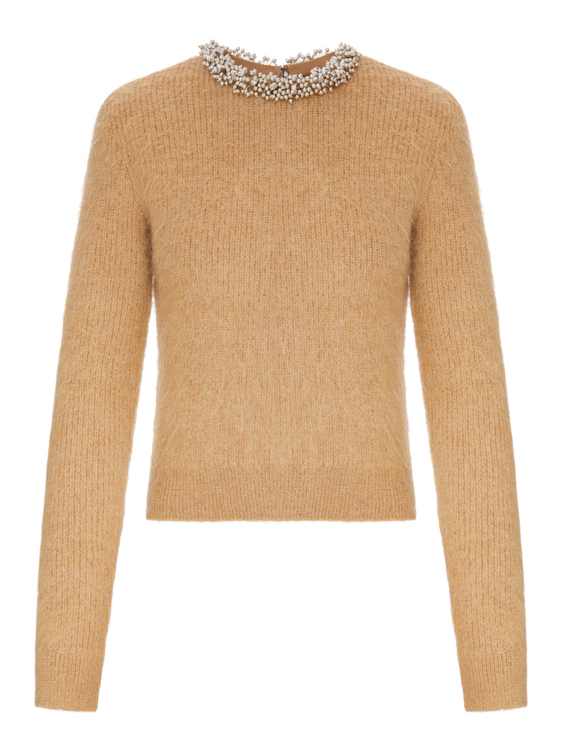 MAGLIA IN MISTO ALPACA CON COLLO GIOIELLO