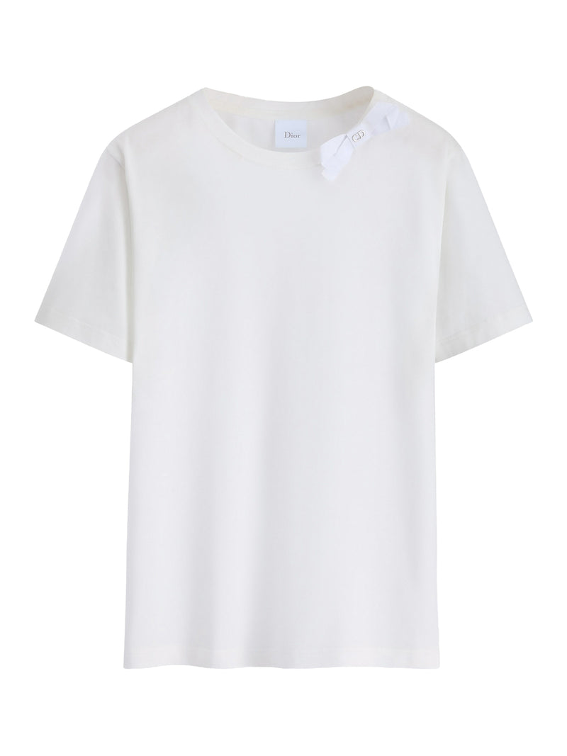 T-SHIRT ADERENTE IN JERSEY DI COTONE BIANCO