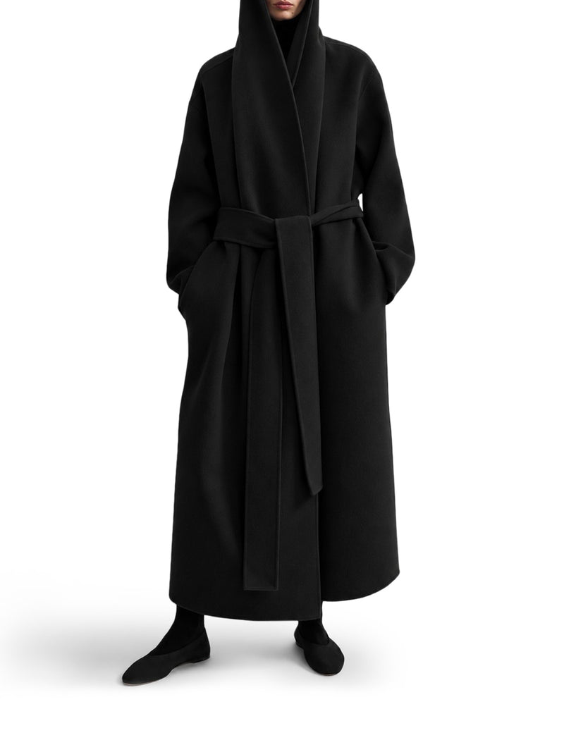 CAPPOTTO LUNGO IN LANA CON CAPPUCCIO