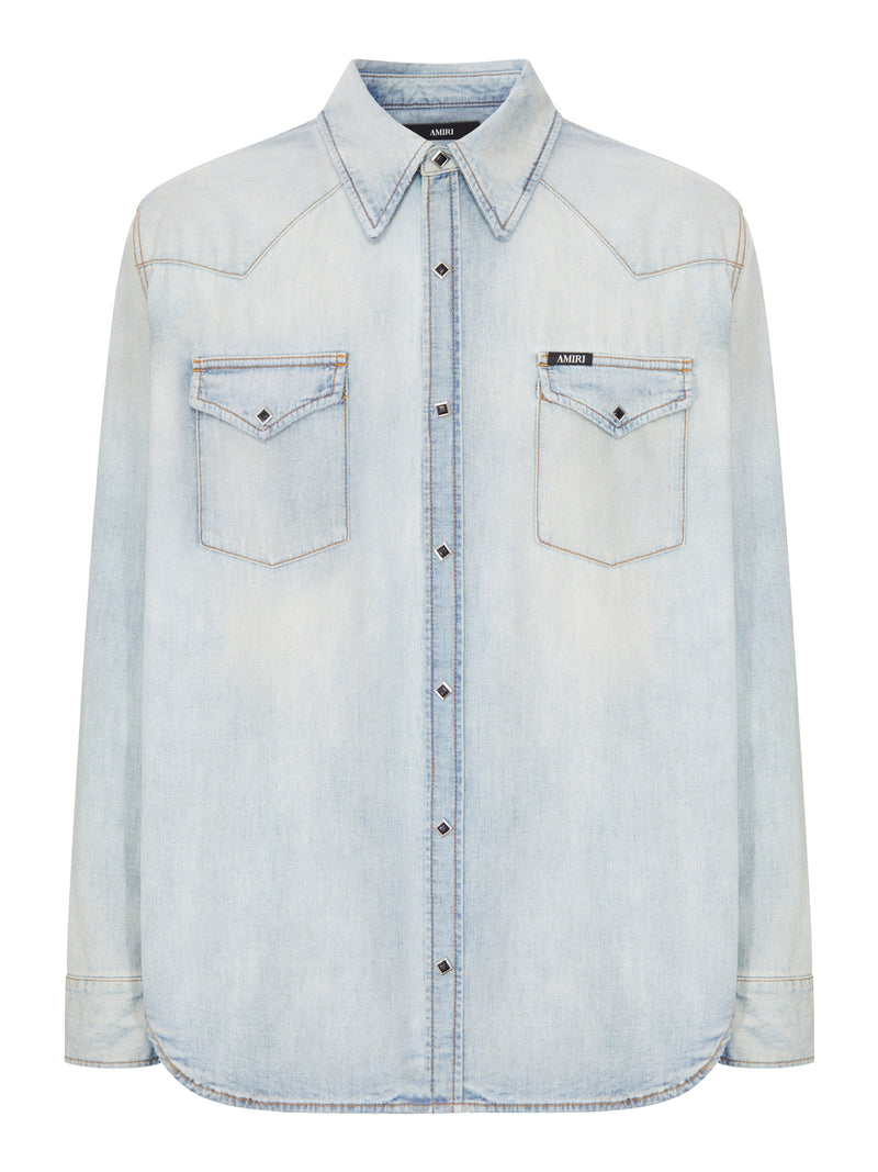 CAMICIA WESTERN IN DENIM DELAVÉ CON BOTTONI METALLICI