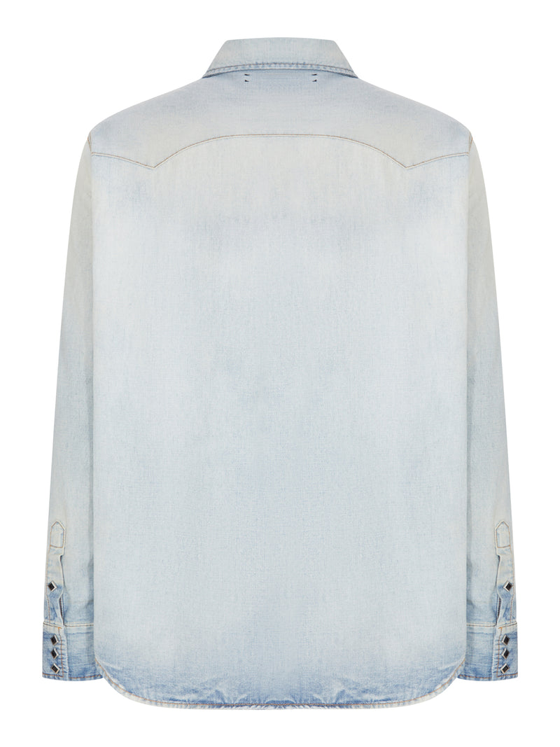 CAMICIA WESTERN IN DENIM DELAVÉ CON BOTTONI METALLICI