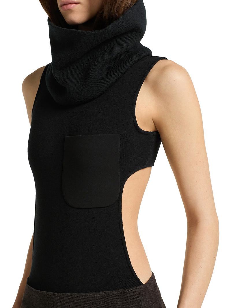 BODY IN MAGLIA A COLLO ALTO CON CUT-OUT