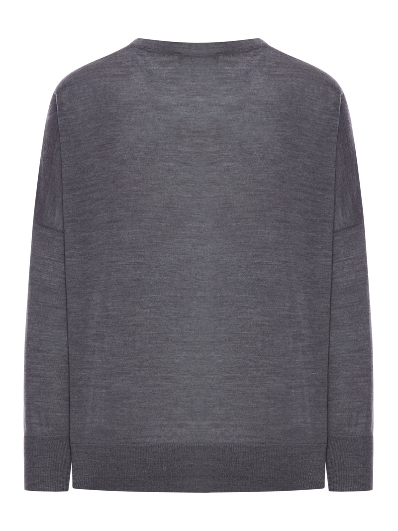 PULLOVER CON SCOLLO A V IN LANA MERINOS