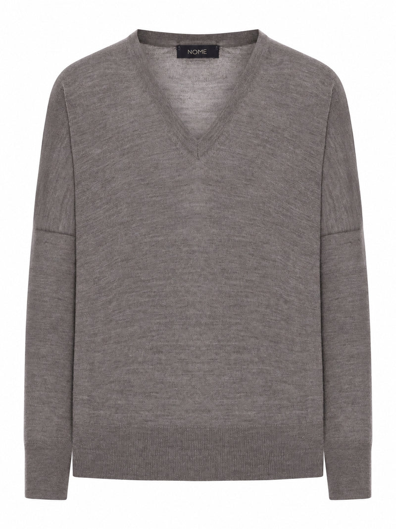 PULLOVER CON SCOLLO A V IN LANA MERINOS
