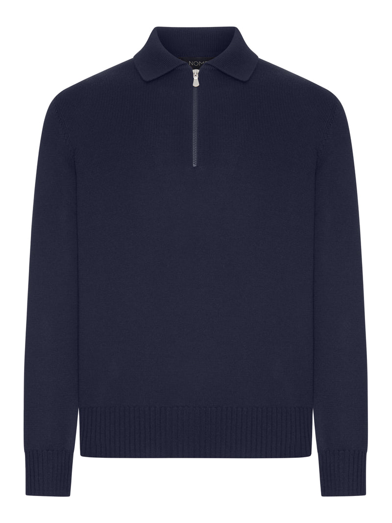 MAGLIONE A POLO CON ZIP IN LANA