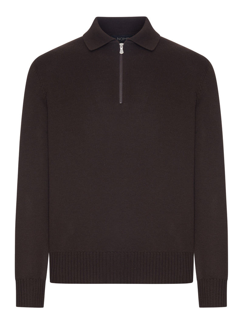 MAGLIONE A POLO CON ZIP IN LANA