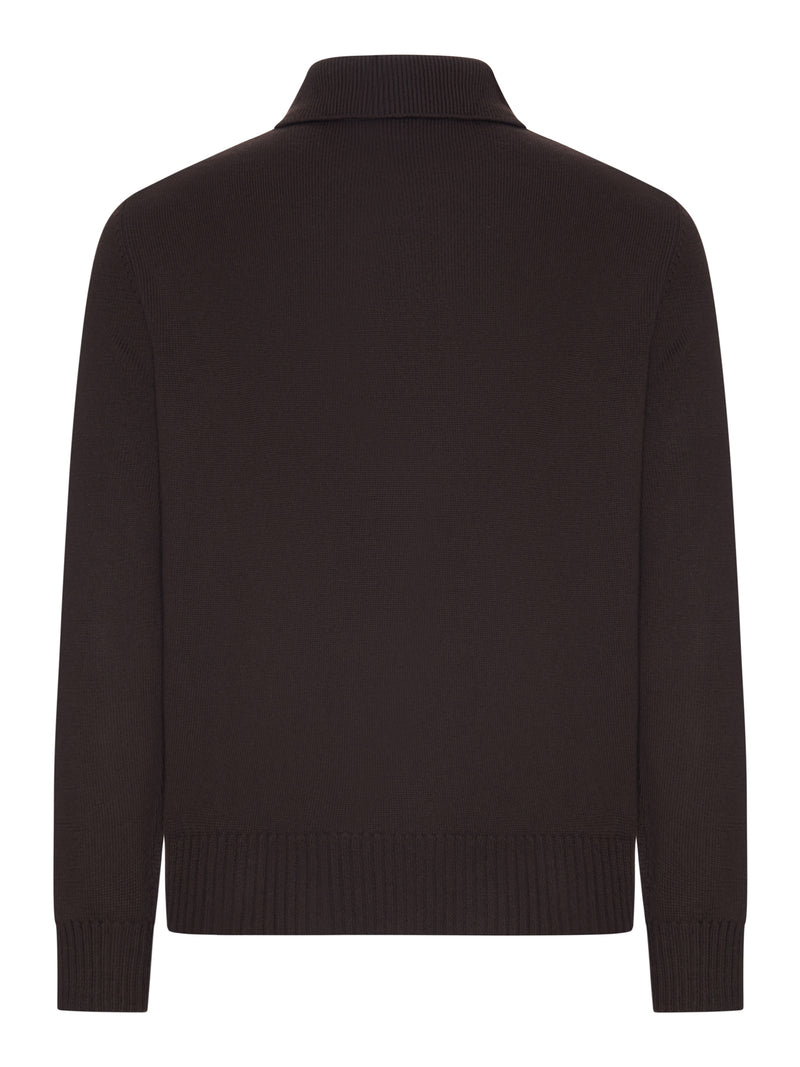MAGLIONE A POLO CON ZIP IN LANA