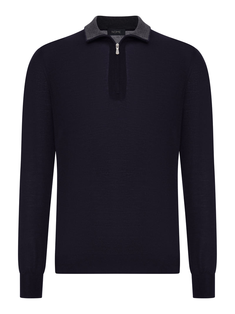 MAGLIONE POLO IN MAGLIA FINE CON ZIP