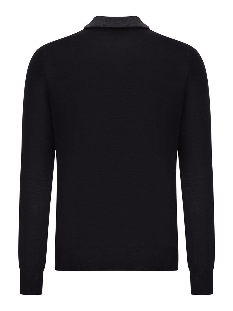 MAGLIONE POLO IN MAGLIA FINE CON ZIP