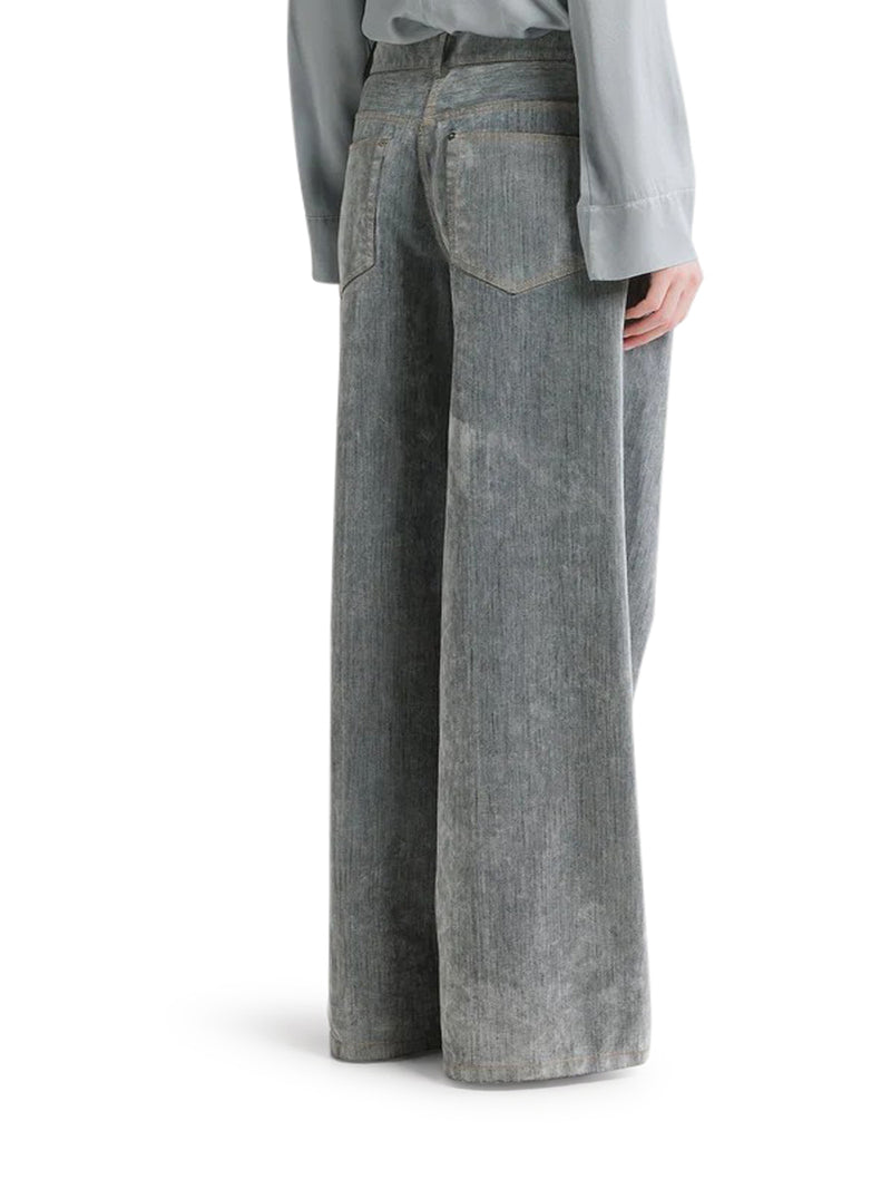 JEANS A GAMBA LARGA IN DENIM FLOCCATO GRIGIO