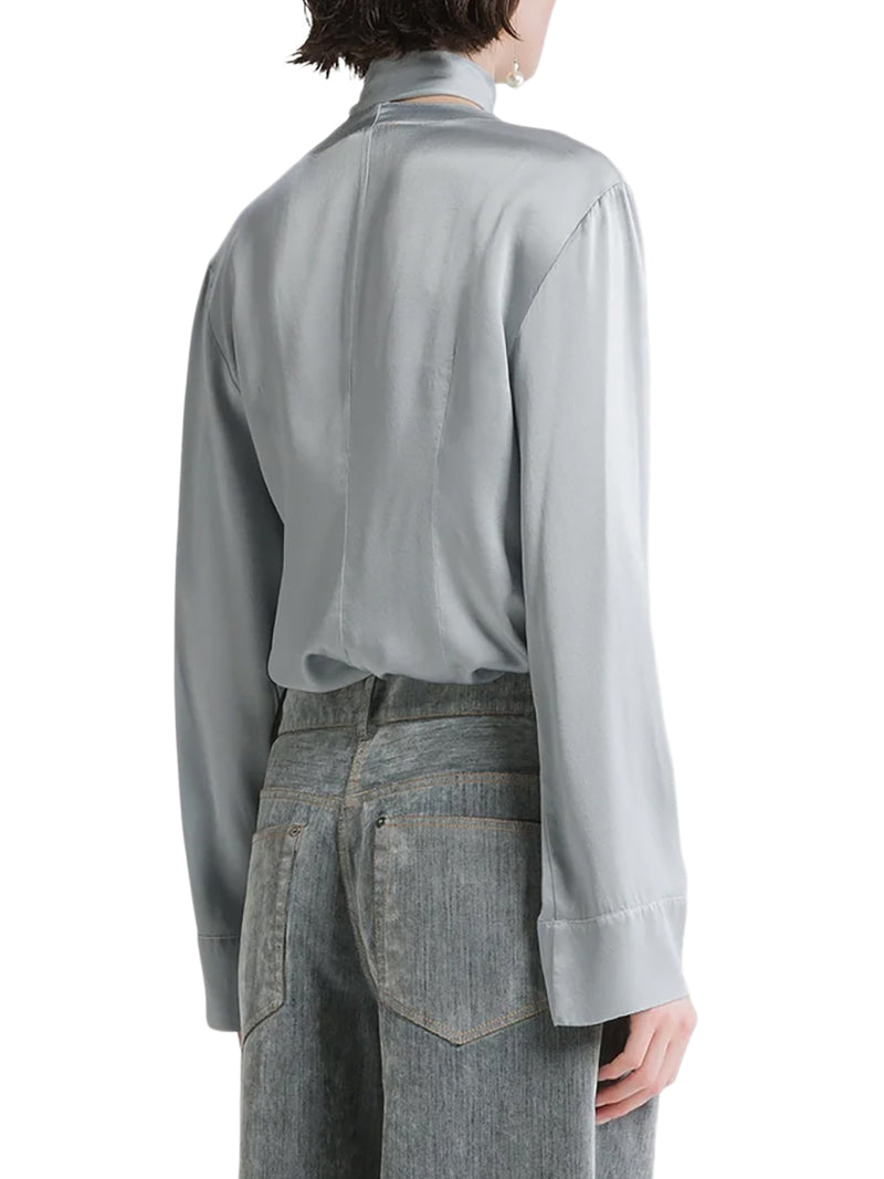 CAMICIA IN RASO DI SETA CON FOULARD