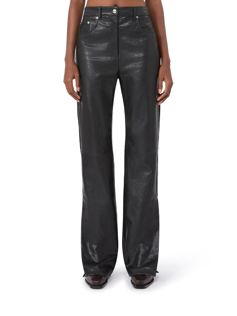 PANTALONE 5 TASCHE IN PELLE E SUEDE