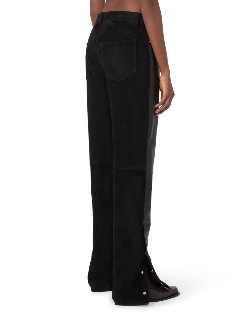 PANTALONE 5 TASCHE IN PELLE E SUEDE