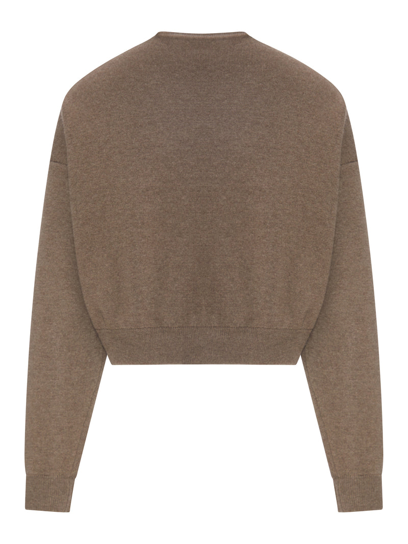 CARDIGAN CROP IN MAGLIA TAUPE