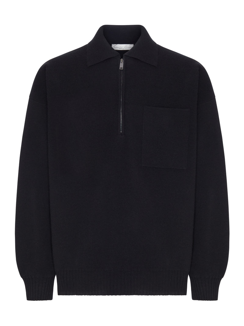 MAGLIONE A POLO CON ZIP IN LANA
