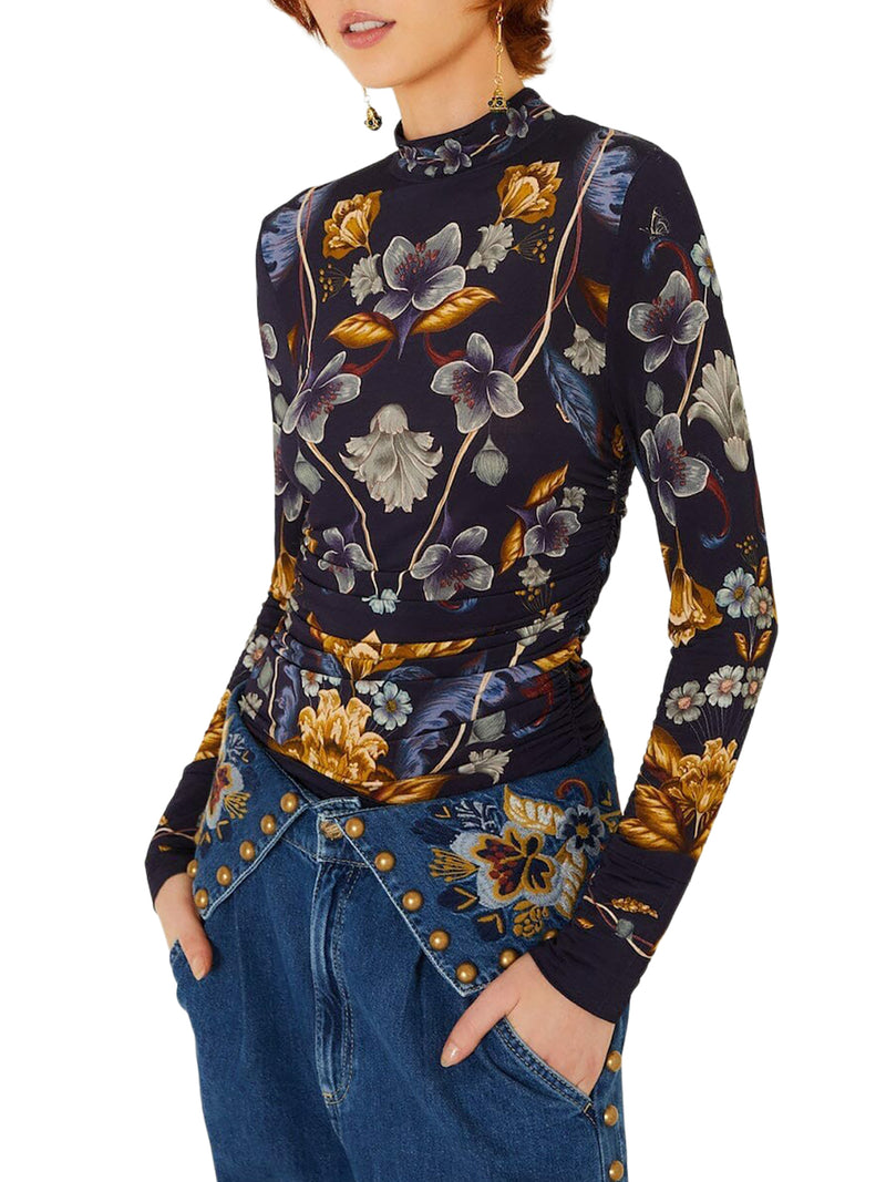 MAGLIA A COLLO ALTO CON STAMPA FLOREALE