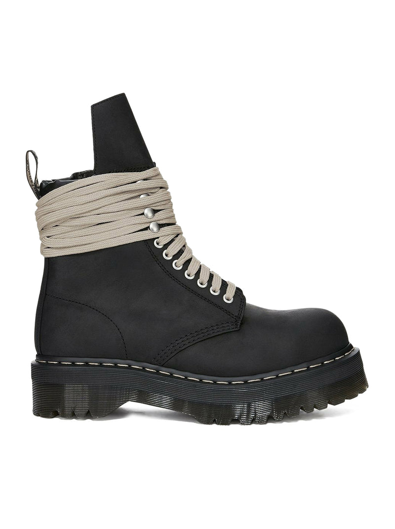 STIVALE DR. MARTENS X RICK OWENS CON SUOLA QUAD E PUNTA IN ACCIAIO IN PELLE BOVINA NABUK OLIATA