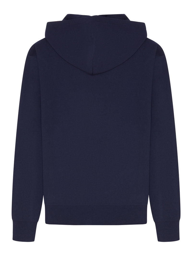 FELPA CON CAPPUCCIO E TASCA IN PELLE CON LOGO ANAGRAM