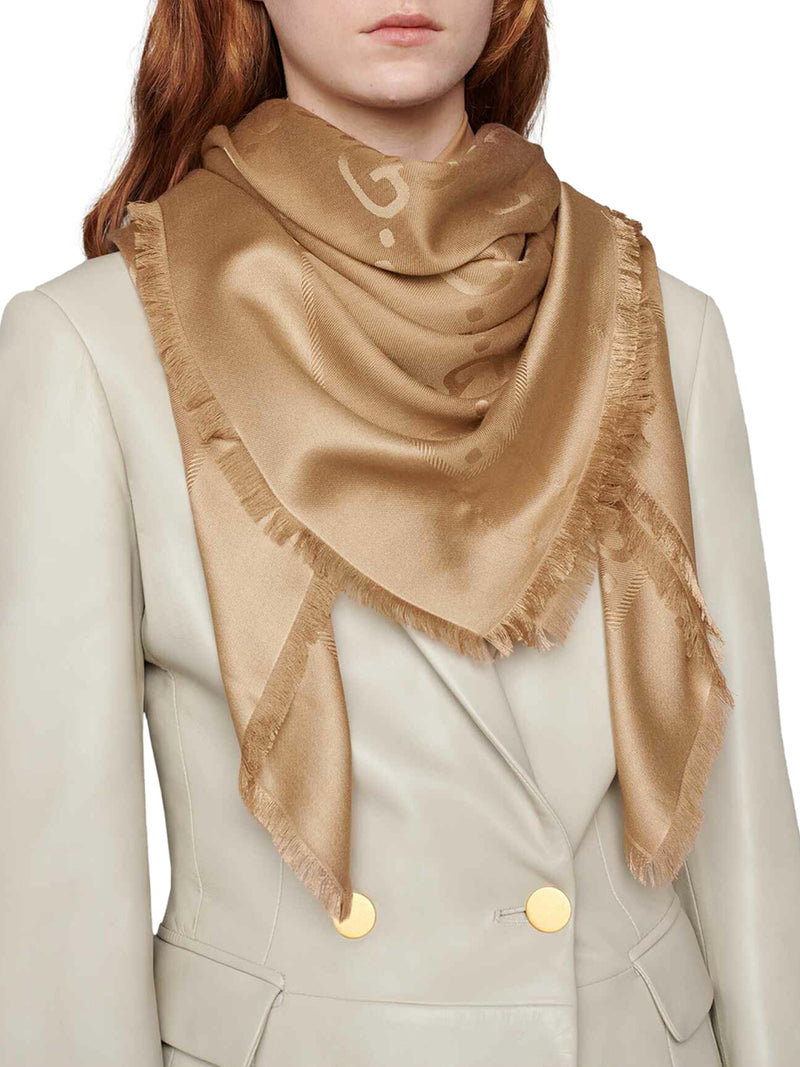 SCIALLE IN LANA E SETA JACQUARD CON MOTIVO GG