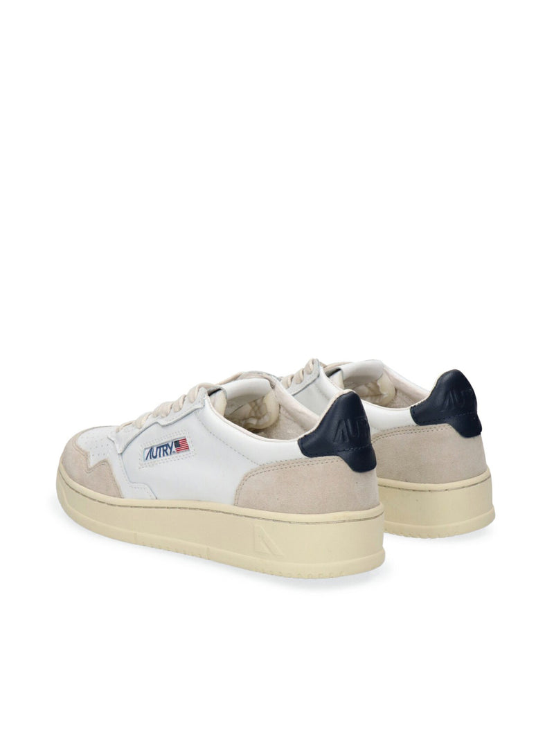 SNEAKERS MEDALIST LOW IN PELLE BIANCA E BLU E SUEDE BEIGE