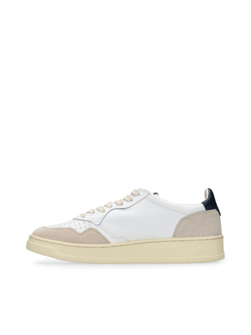 SNEAKERS MEDALIST LOW IN PELLE BIANCA E BLU E SUEDE BEIGE