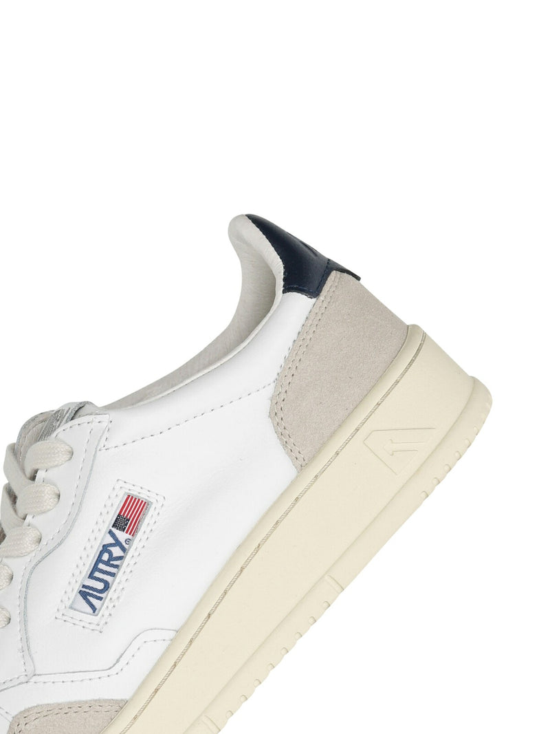 SNEAKERS MEDALIST LOW IN PELLE BIANCA E BLU E SUEDE BEIGE
