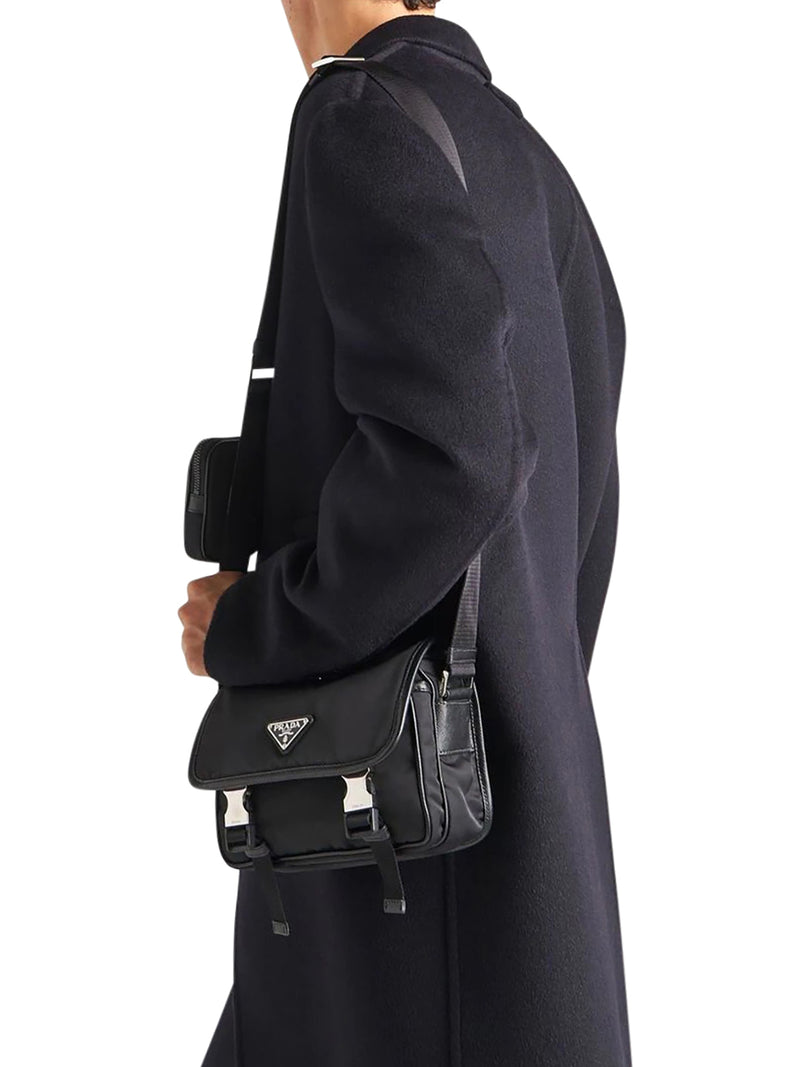 BORSA A TRACOLLA IN RE-NYLON E SAFFIANO