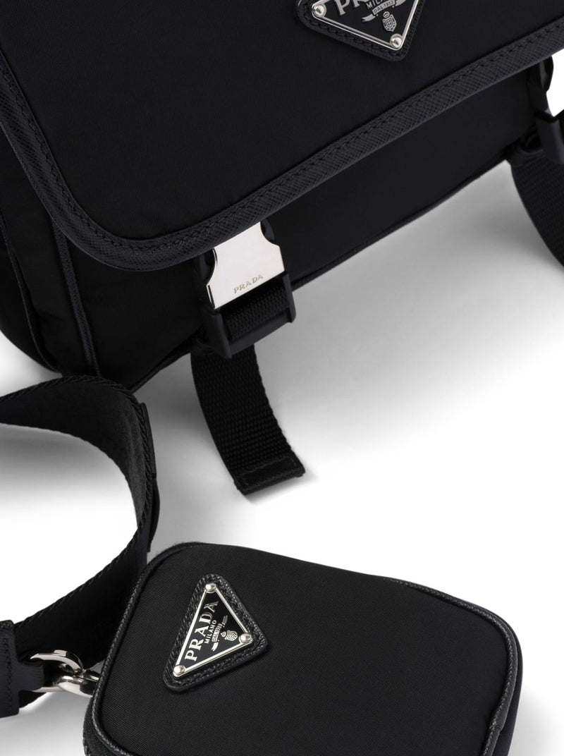 BORSA A TRACOLLA IN RE-NYLON E SAFFIANO