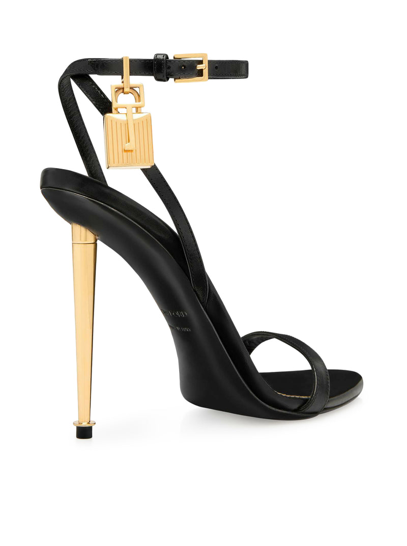 SANDALO A PUNTA PADLOCK IN PELLE LUCIDA 85MM