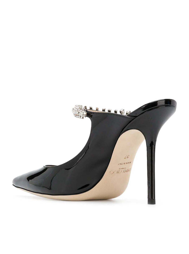 SABOT BING 100 IN PELLE NERA VERNICIATA CON CINTURINO DI CRISTALLI