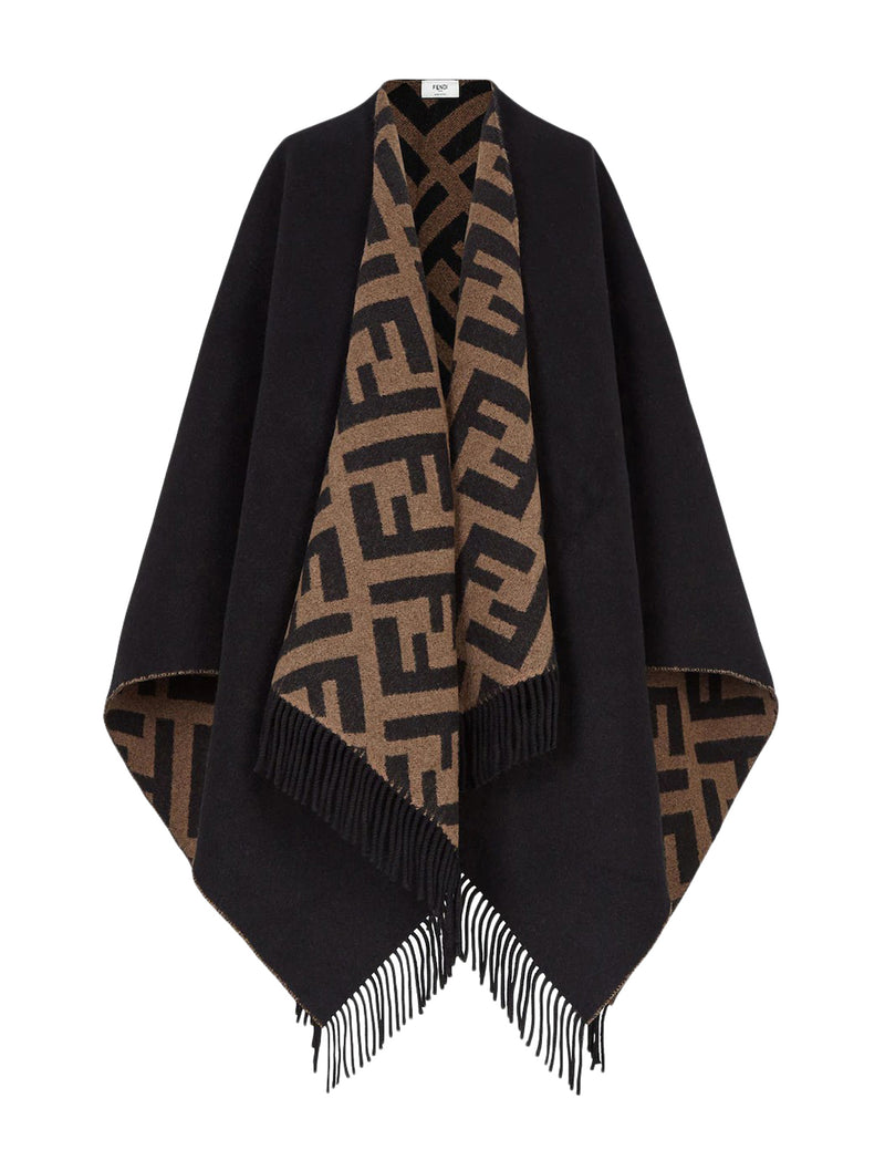 Poncho in cashmere e lana multicolor