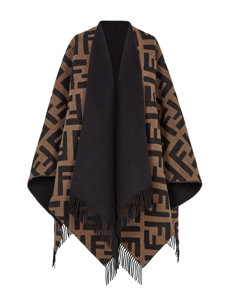 Poncho in cashmere e lana multicolor